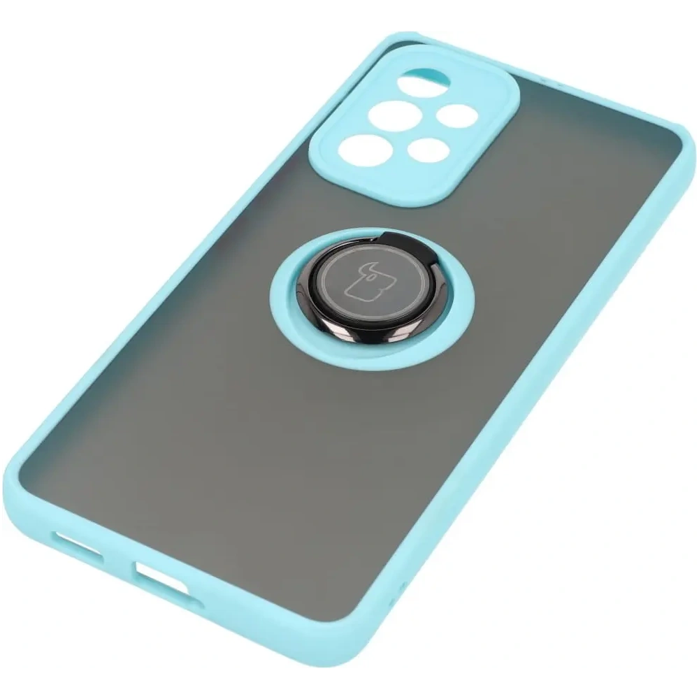Etui z uchwytem na palec Bizon Case Hybrid Ring do Samsung Galaxy A53 5G przydymione z jasnoniebieską ramką