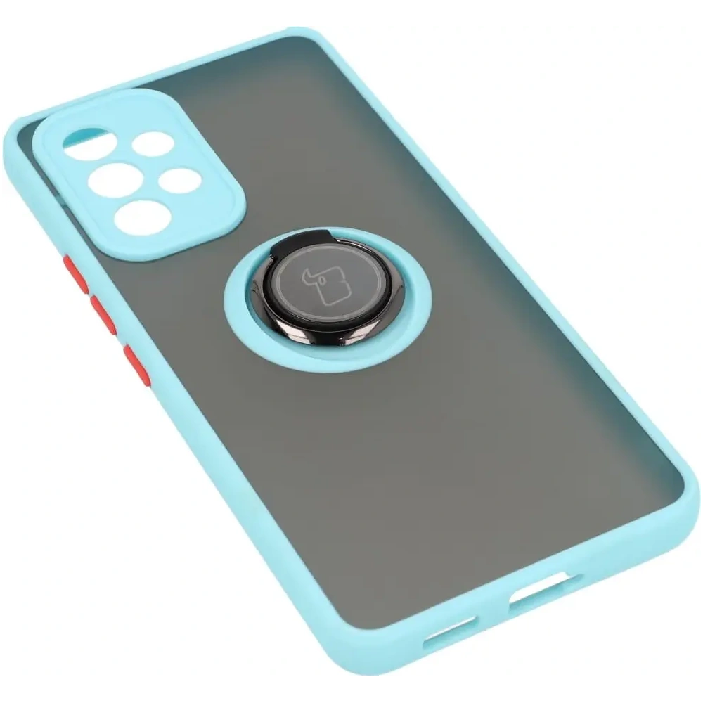 Etui z uchwytem na palec Bizon Case Hybrid Ring do Samsung Galaxy A53 5G przydymione z jasnoniebieską ramką