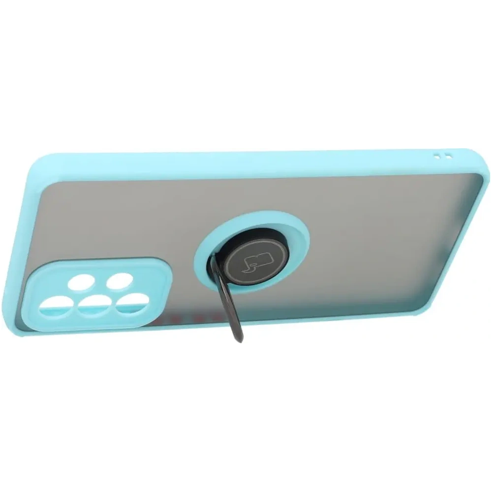 Etui z uchwytem na palec Bizon Case Hybrid Ring do Samsung Galaxy A53 5G przydymione z jasnoniebieską ramką