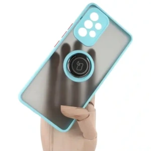 Kup Etui z uchwytem na palec Bizon Case Hybrid Ring do Galaxy A53 5G, przydymione z jasnoniebieską ramką - BIZ7501 - {ean13} - Sklep Home Screen