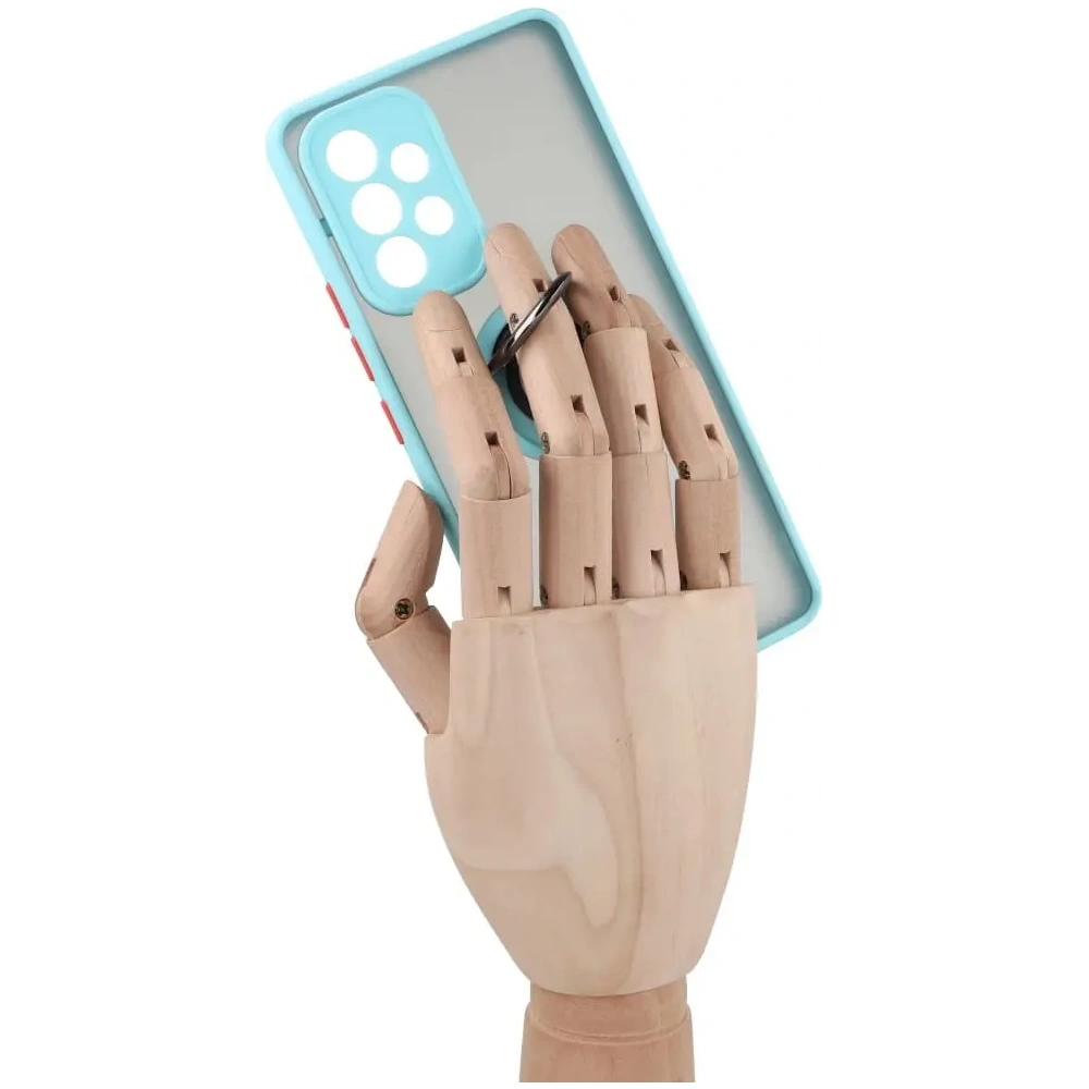 Etui z uchwytem na palec Bizon Case Hybrid Ring do Samsung Galaxy A53 5G przydymione z jasnoniebieską ramką