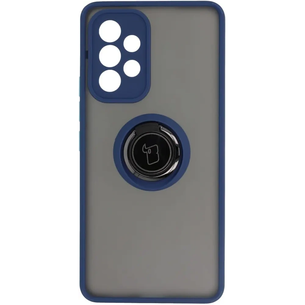 Etui z uchwytem na palec Bizon Case Hybrid Ring do Samsung Galaxy A53 5G przydymione z granatową ramką
