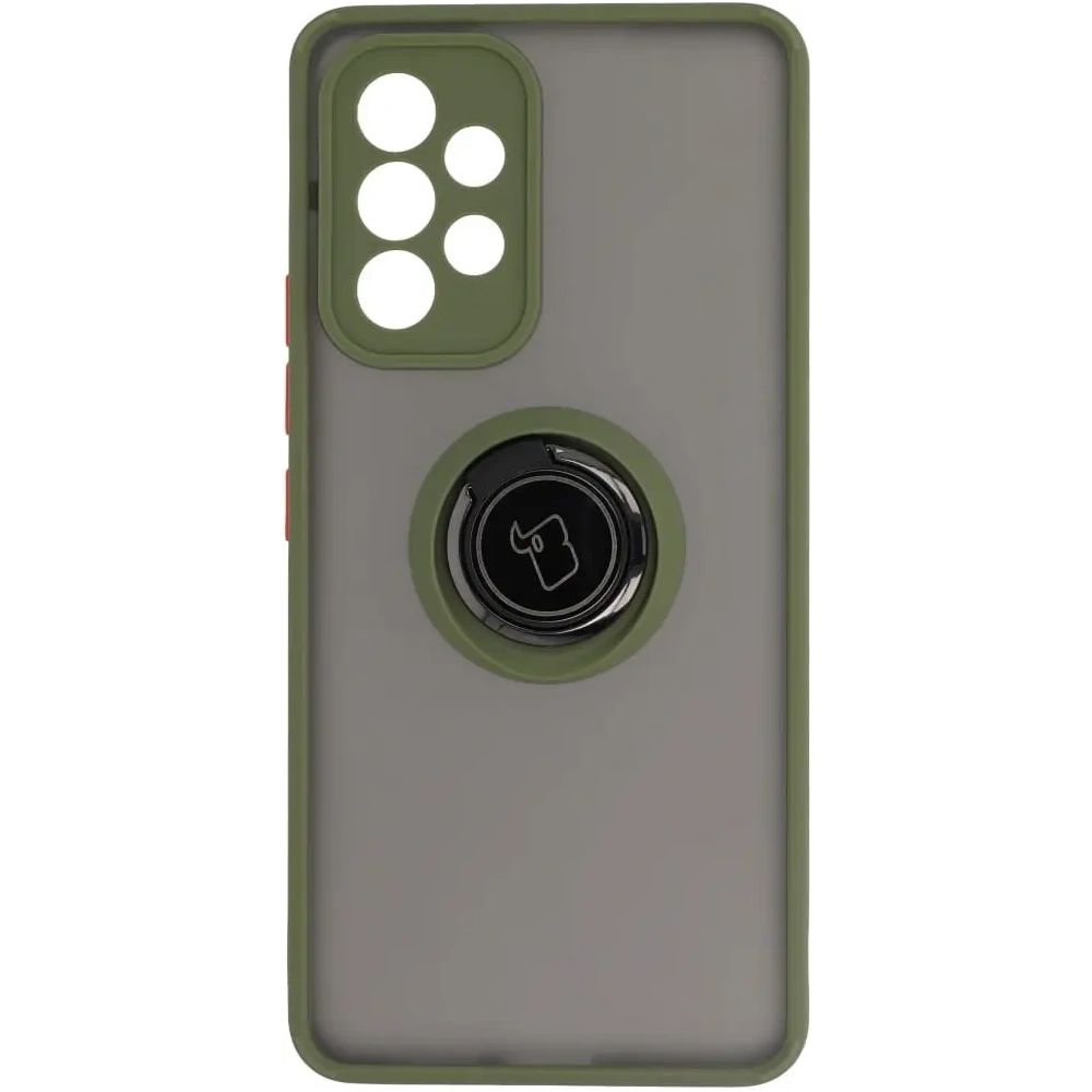Etui z uchwytem na palec Bizon Case Hybrid Ring do Samsung Galaxy A53 5G przydymione z zieloną ramką