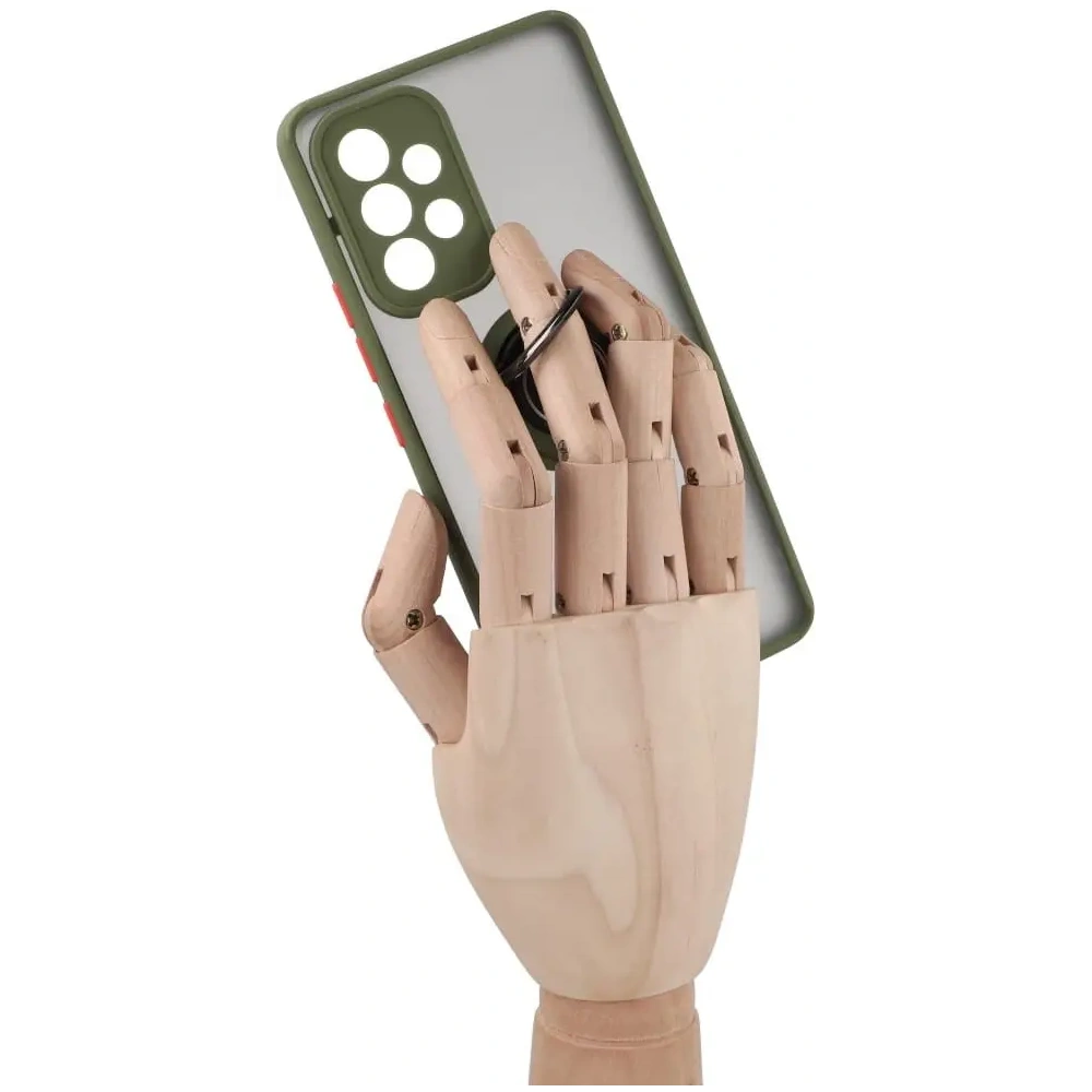 Etui z uchwytem na palec Bizon Case Hybrid Ring do Samsung Galaxy A53 5G przydymione z zieloną ramką