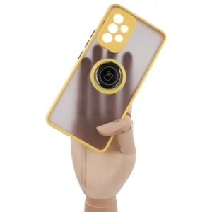 Kup Etui z uchwytem na palec Bizon Case Hybrid Ring do Galaxy A53 5G, przydymione z żółtą ramką - BIZ7507 - {ean13} - Sklep Home Screen