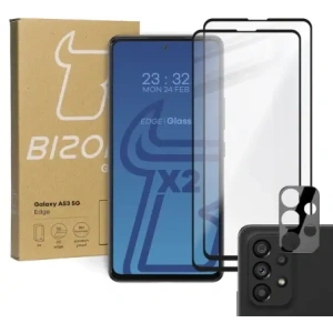 Buy Bizon Glass Edge tempered glass - [2 PACK] + lens protection Samsung Galaxy A53 black - BIZ1160 - {ean13} - Home Screen Store Europe