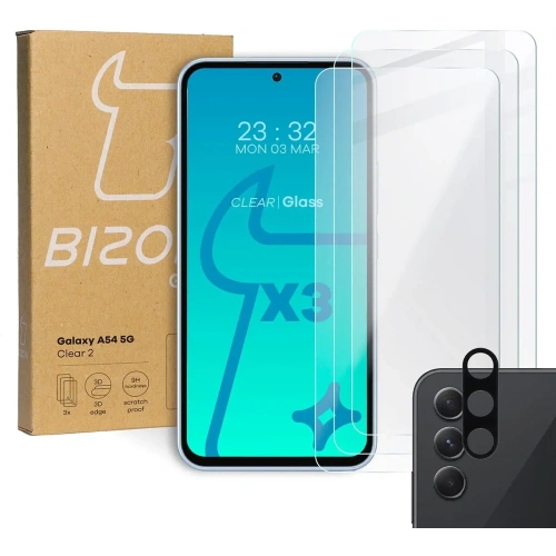 Buy BIZON Clear 2 3x screen glass + camera glass Samsung Galaxy A54 5G - BIZ1173 - {ean13} - Home Screen Store Europe