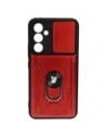 Etui Bizon Case Camshield Card Slot Ring do Samsung Galaxy A54 5G, czerwone