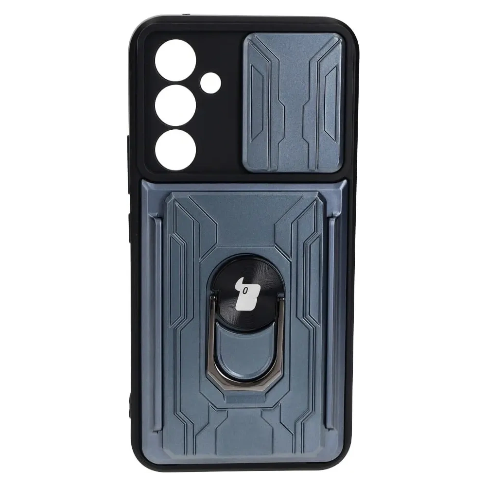 Etui Bizon Case Camshield Card Slot Ring do Samsung Galaxy A54 5G szare
