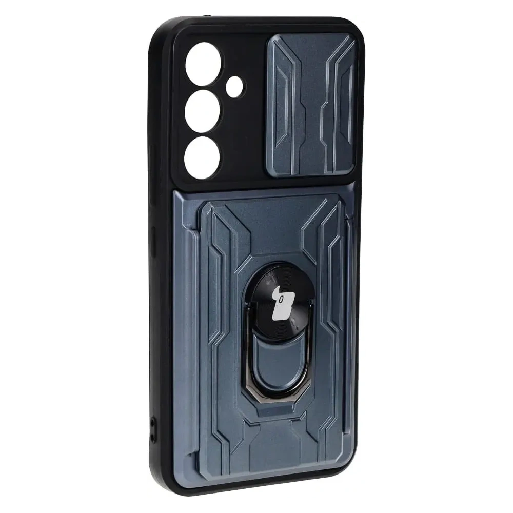 Etui Bizon Case Camshield Card Slot Ring do Samsung Galaxy A54 5G szare