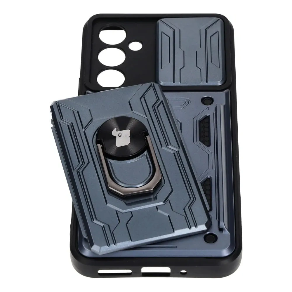 Etui Bizon Case Camshield Card Slot Ring do Samsung Galaxy A54 5G szare