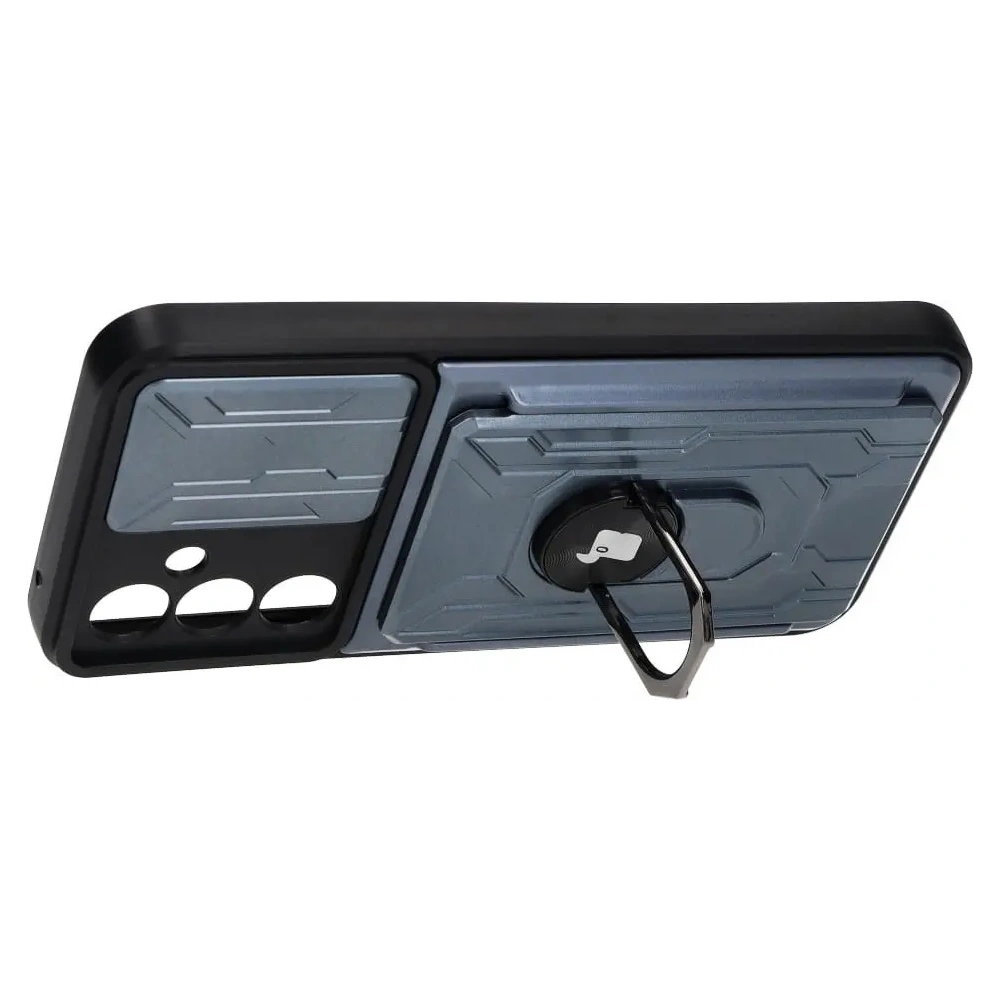 Etui Bizon Case Camshield Card Slot Ring do Samsung Galaxy A54 5G szare