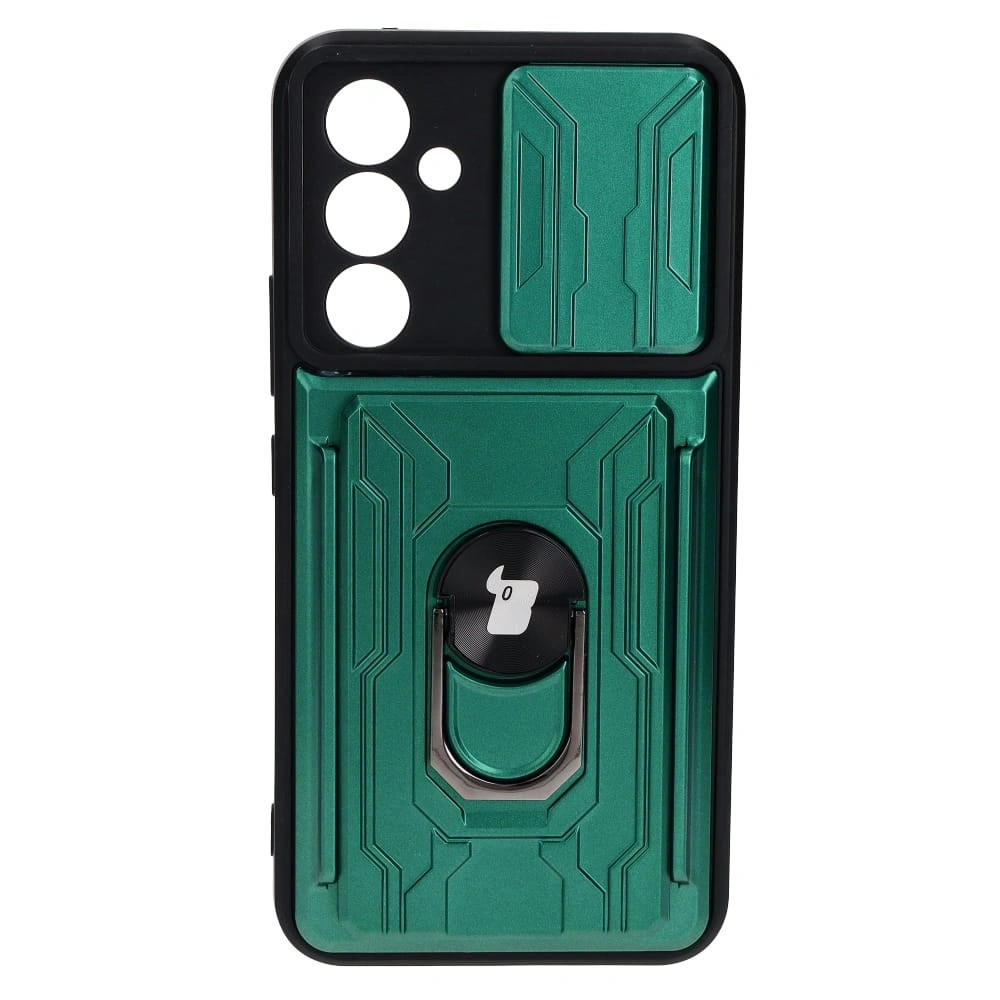 Etui Bizon Case Camshield Card Slot Ring do Samsung Galaxy A54 5G zielone