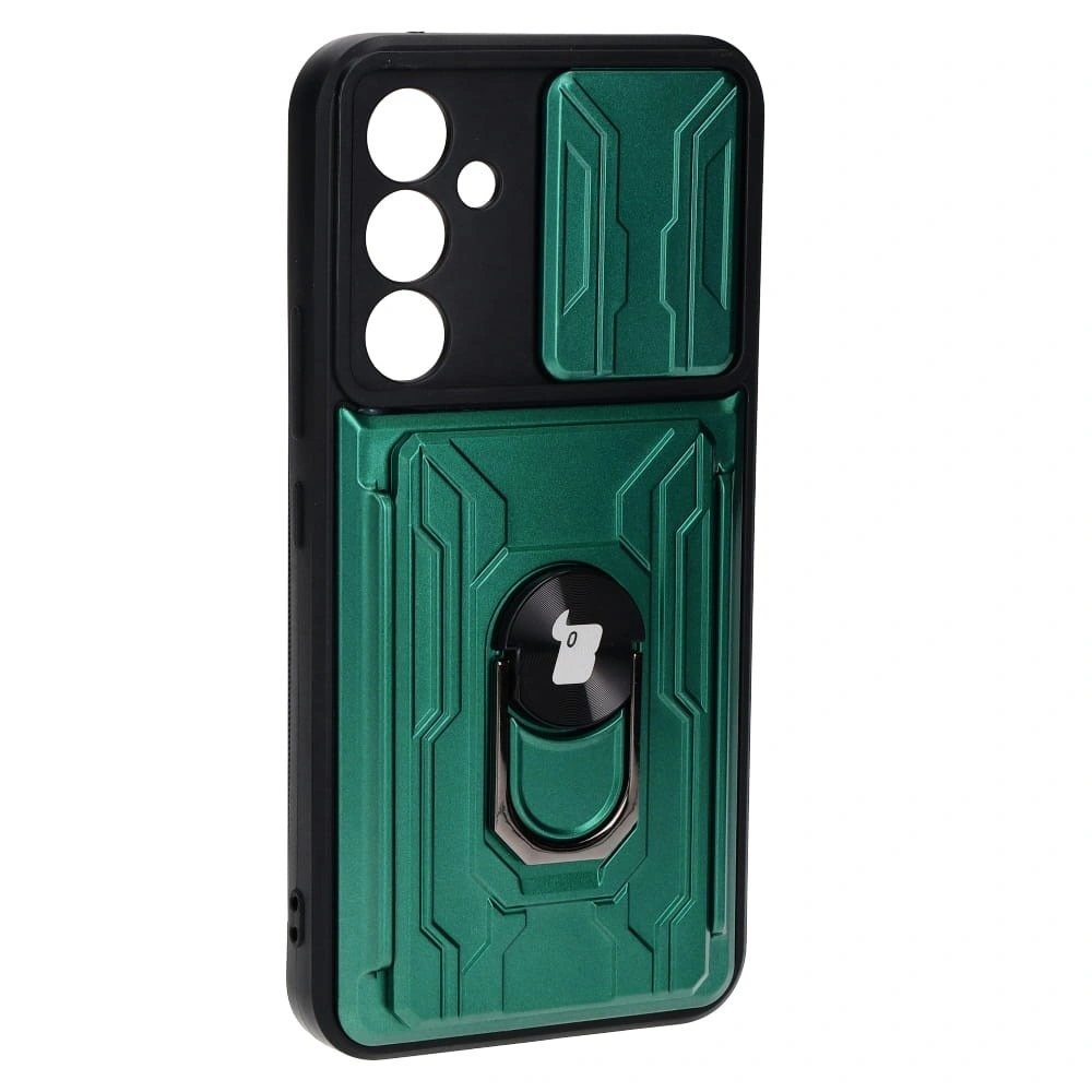 Etui Bizon Case Camshield Card Slot Ring do Samsung Galaxy A54 5G zielone