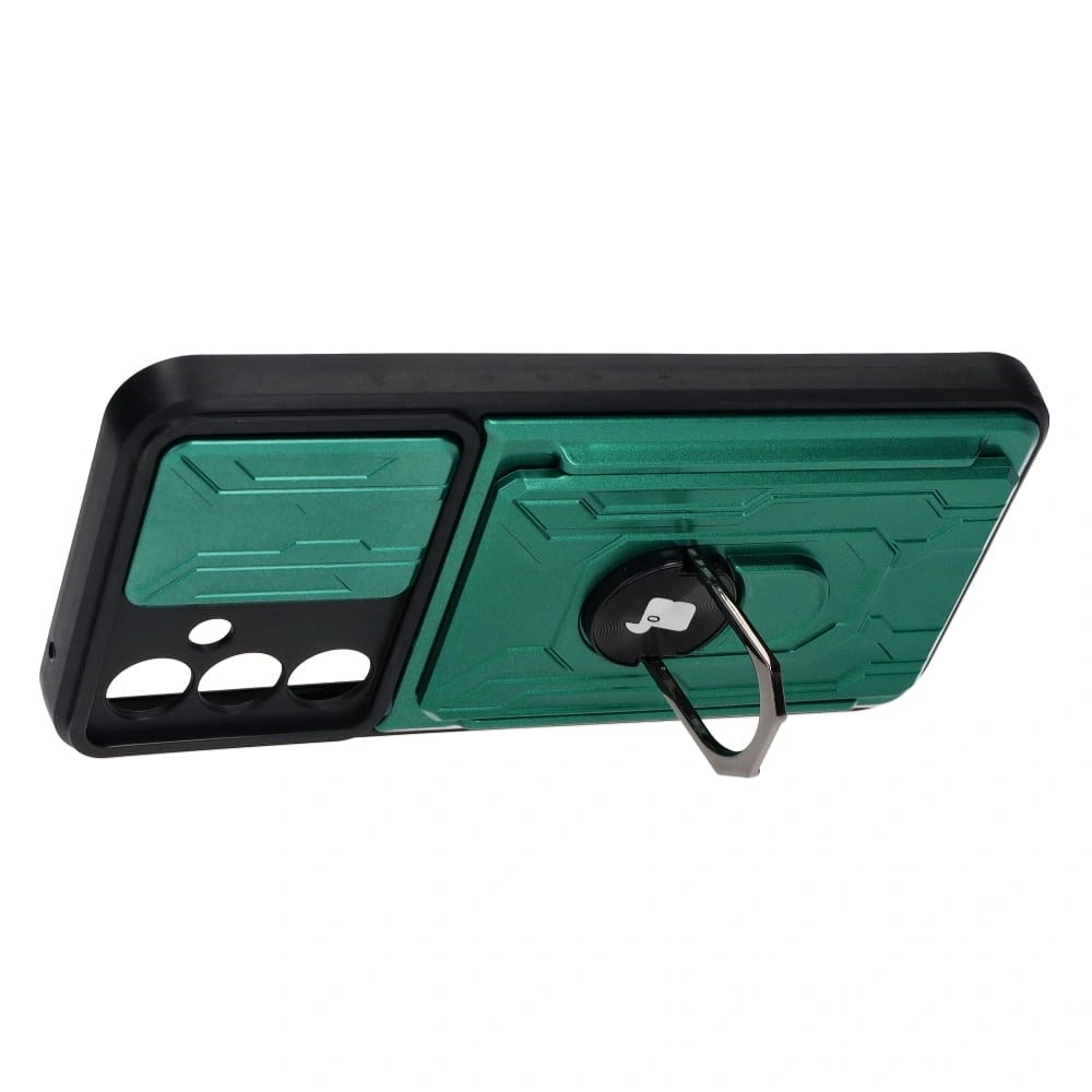 Etui Bizon Case Camshield Card Slot Ring do Samsung Galaxy A54 5G zielone