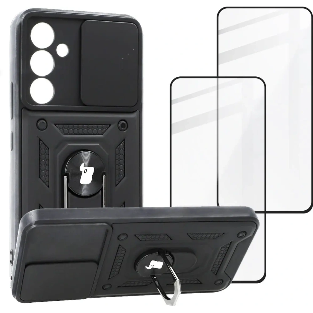 Etui + 2x szkło na ekran Bizon Case Camshield Pack do Samsung Galaxy A54 5G czarne