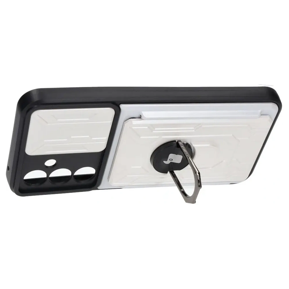 Etui Bizon Case Camshield Card Slot Ring do Samsung Galaxy A54 5G białe