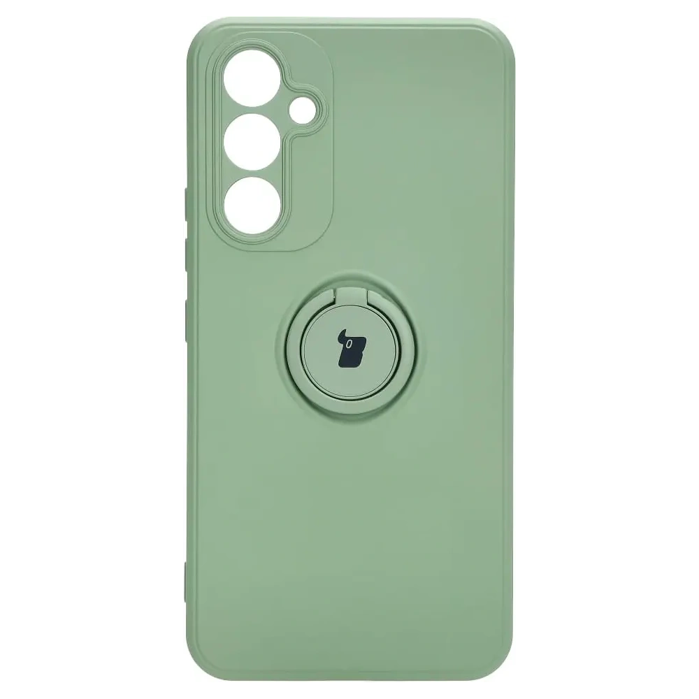 Etui Bizon Case Silicone Ring Sq do Samsung Galaxy A54 5G jasnozielone