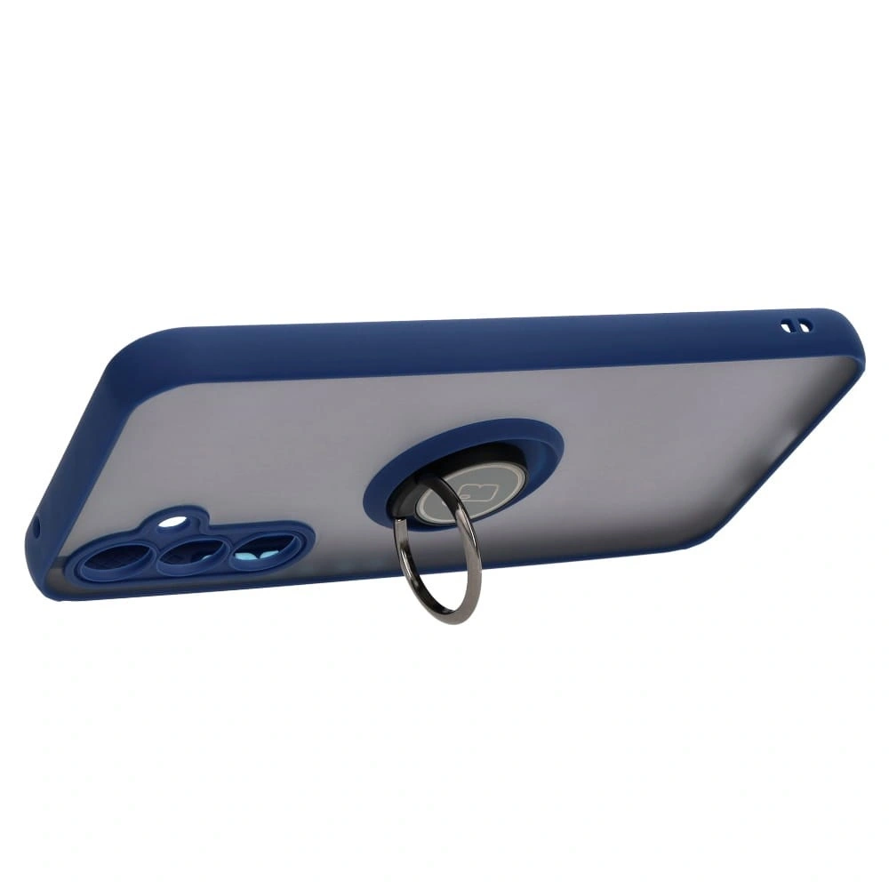 Etui z uchwytem na palec Bizon Case Hybrid Ring do Samsung Galaxy A54 5G przydymione z granatową ramką