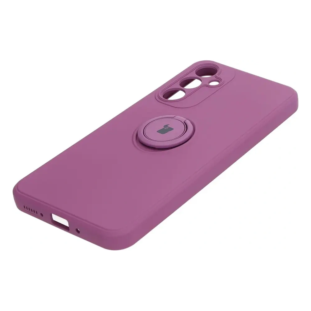 Etui Bizon Case Silicone Ring Sq do Samsung Galaxy A54 5G ciemnofioletowe