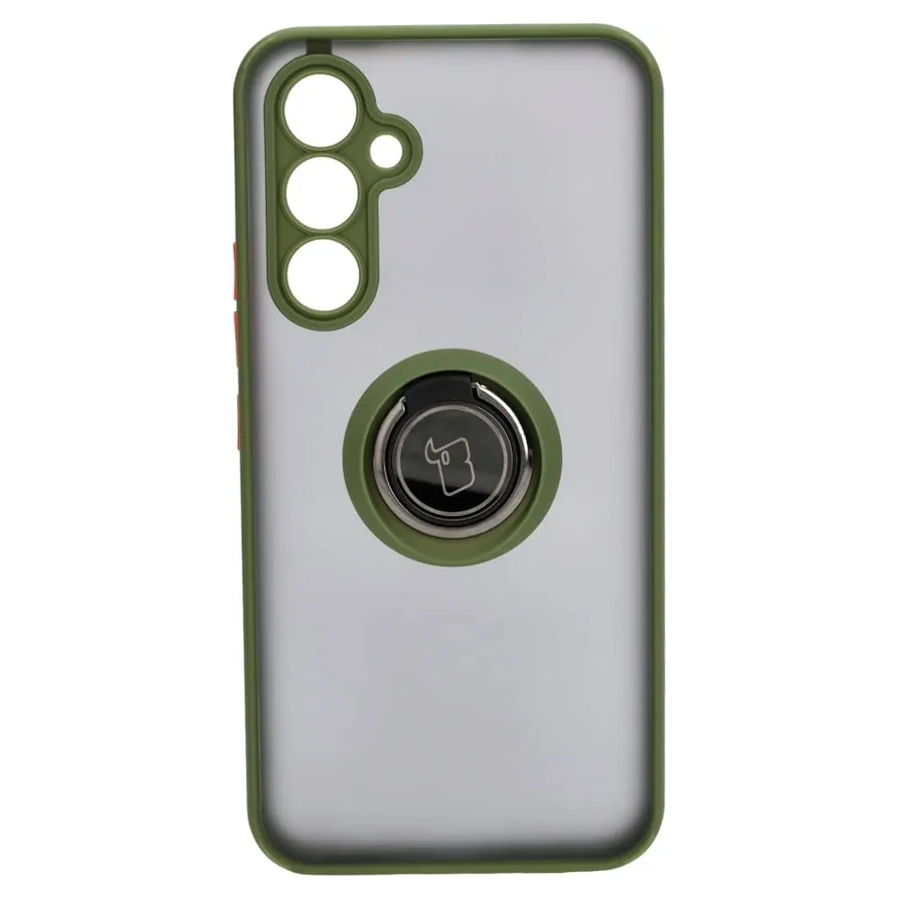 Etui z uchwytem na palec Bizon Case Hybrid Ring do Samsung Galaxy A54 5G przydymione z zieloną ramką