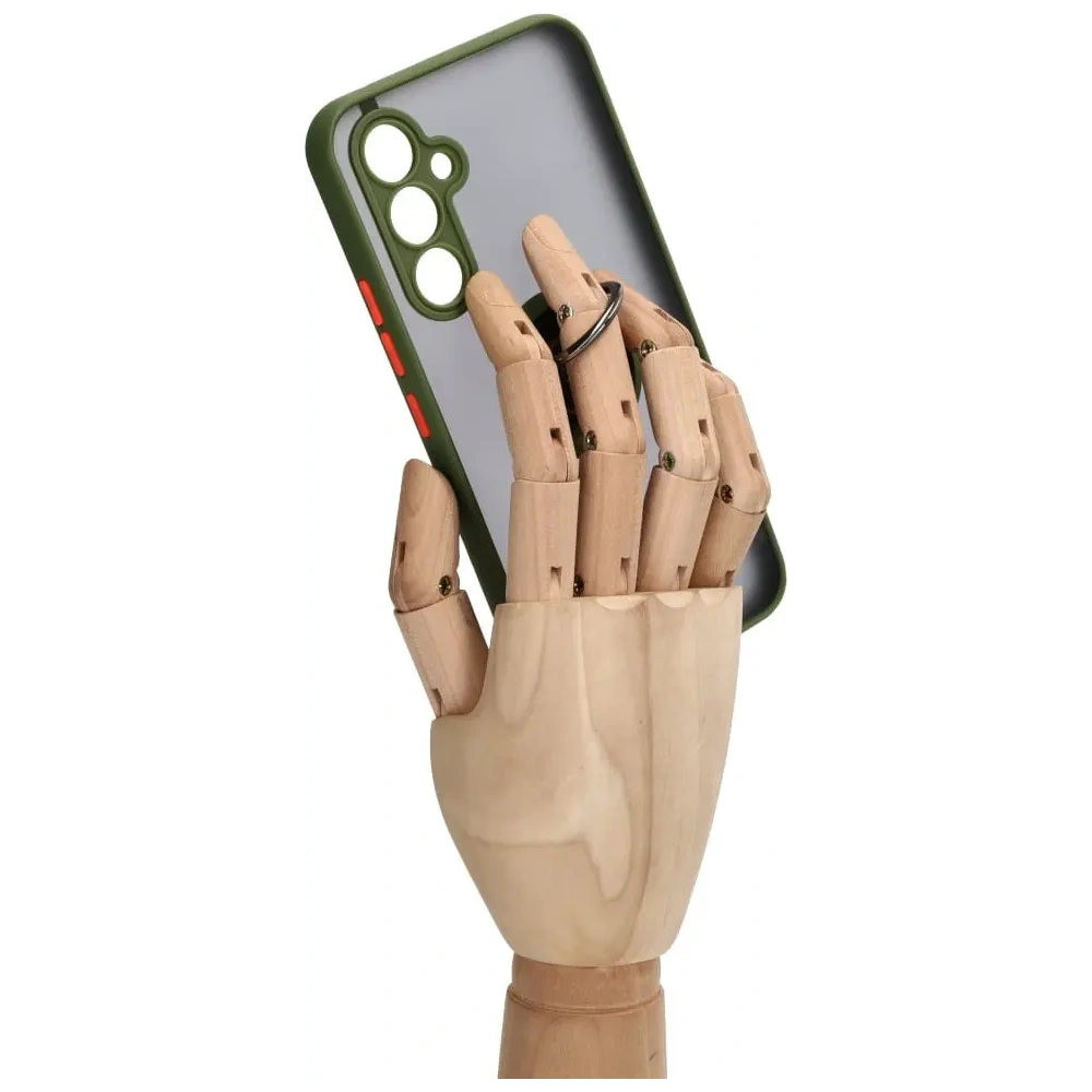 Etui z uchwytem na palec Bizon Case Hybrid Ring do Samsung Galaxy A54 5G przydymione z zieloną ramką