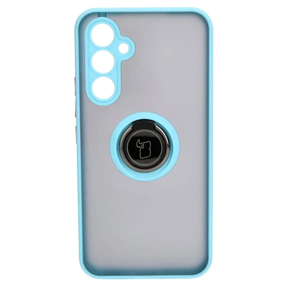 Etui z uchwytem na palec Bizon Case Hybrid Ring do Samsung Galaxy A54 5G przydymione z jasnoniebieską ramką