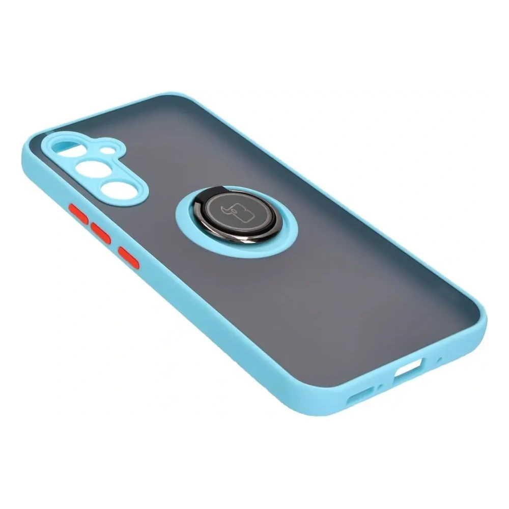 Etui z uchwytem na palec Bizon Case Hybrid Ring do Samsung Galaxy A54 5G przydymione z jasnoniebieską ramką