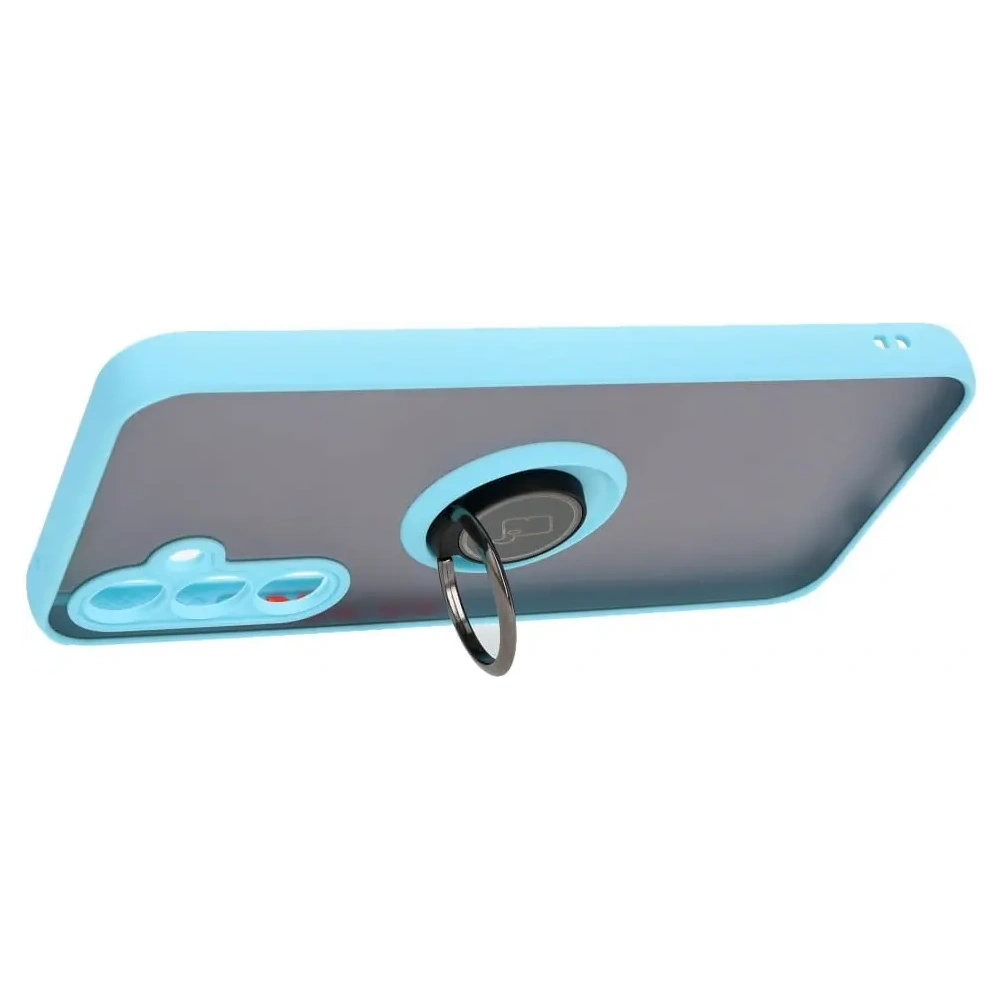 Etui z uchwytem na palec Bizon Case Hybrid Ring do Samsung Galaxy A54 5G przydymione z jasnoniebieską ramką