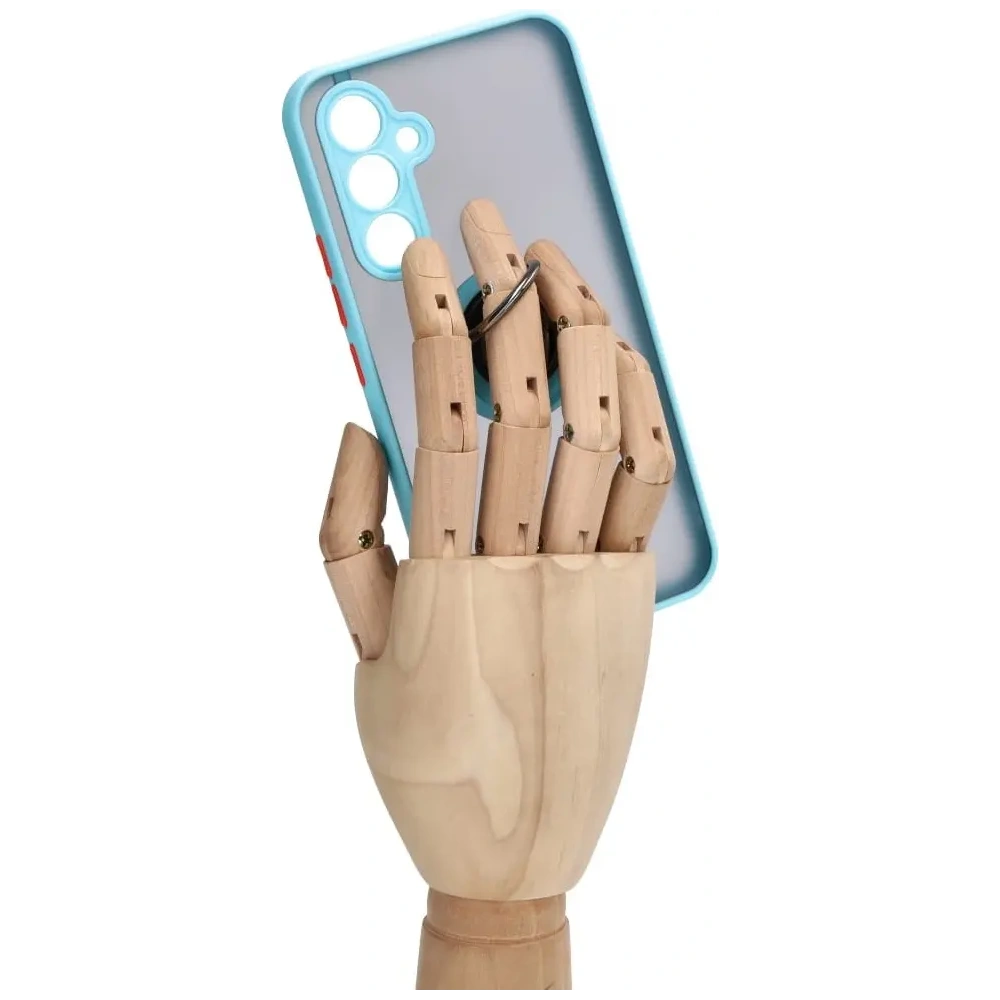 Etui z uchwytem na palec Bizon Case Hybrid Ring do Samsung Galaxy A54 5G przydymione z jasnoniebieską ramką