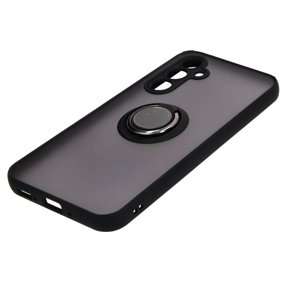 Etui z uchwytem na palec Bizon Case Hybrid Ring do Samsung Galaxy A54 5G przydymione z czarną ramką