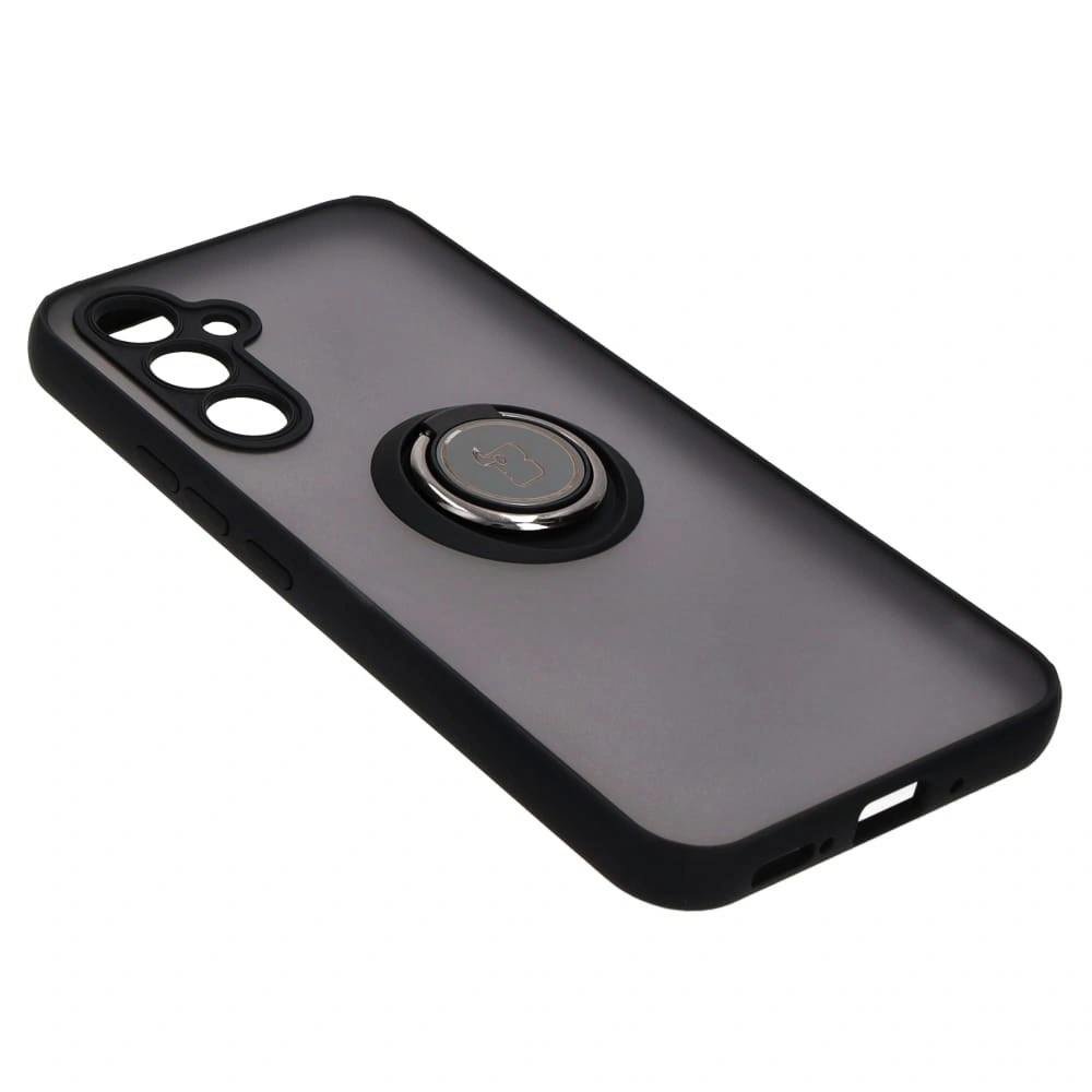 Etui z uchwytem na palec Bizon Case Hybrid Ring do Samsung Galaxy A54 5G przydymione z czarną ramką