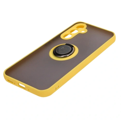 Kup Etui z uchwytem na palec Bizon Case Hybrid Ring do Galaxy A54 5G, przydymione z żółtą ramką - BIZ7552 - {ean13} - Sklep Home Screen