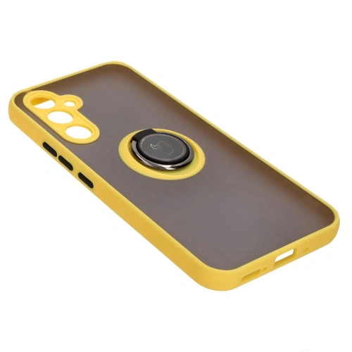 Kup Etui z uchwytem na palec Bizon Case Hybrid Ring do Galaxy A54 5G, przydymione z żółtą ramką - BIZ7552 - {ean13} - Sklep Home Screen