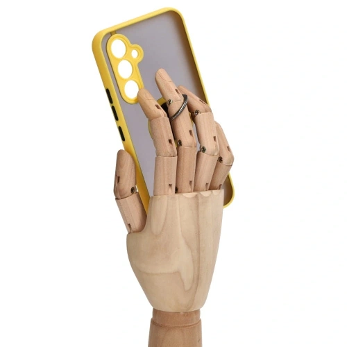Kup Etui z uchwytem na palec Bizon Case Hybrid Ring do Galaxy A54 5G, przydymione z żółtą ramką - BIZ7552 - {ean13} - Sklep Home Screen