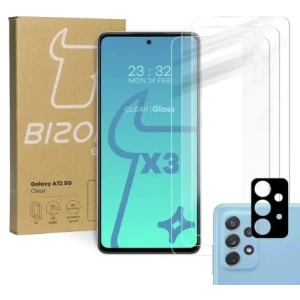 Kup Bizon üveg tiszta 3x edzett üveg + lencse üveg Samsung Galaxy A72 5G - BIZ7560 - {ean13} - Sklep Home Screen