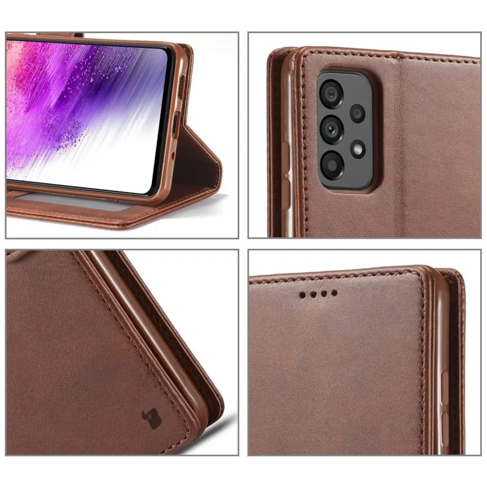 Etui Bizon Case Wallet do Samsung Galaxy A73 5G ciemnobrązowe