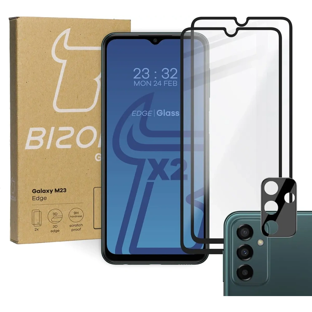 2x szkło hartowane Bizon Glass Edge + ochrona na obiektyw Samsung Galaxy M13 / M23 5G