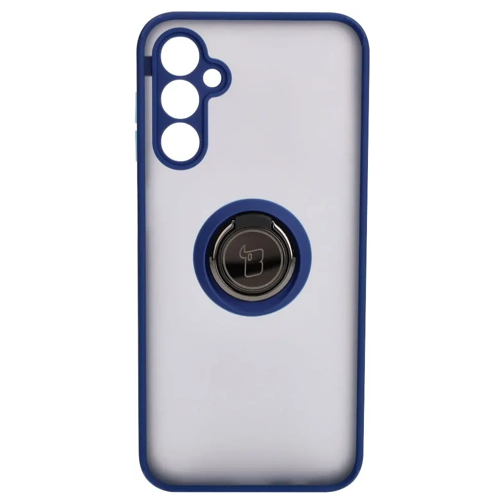 Etui z uchwytem na palec Bizon Case Hybrid Ring do Samsung Galaxy M14 5G przydymione z granatową ramką