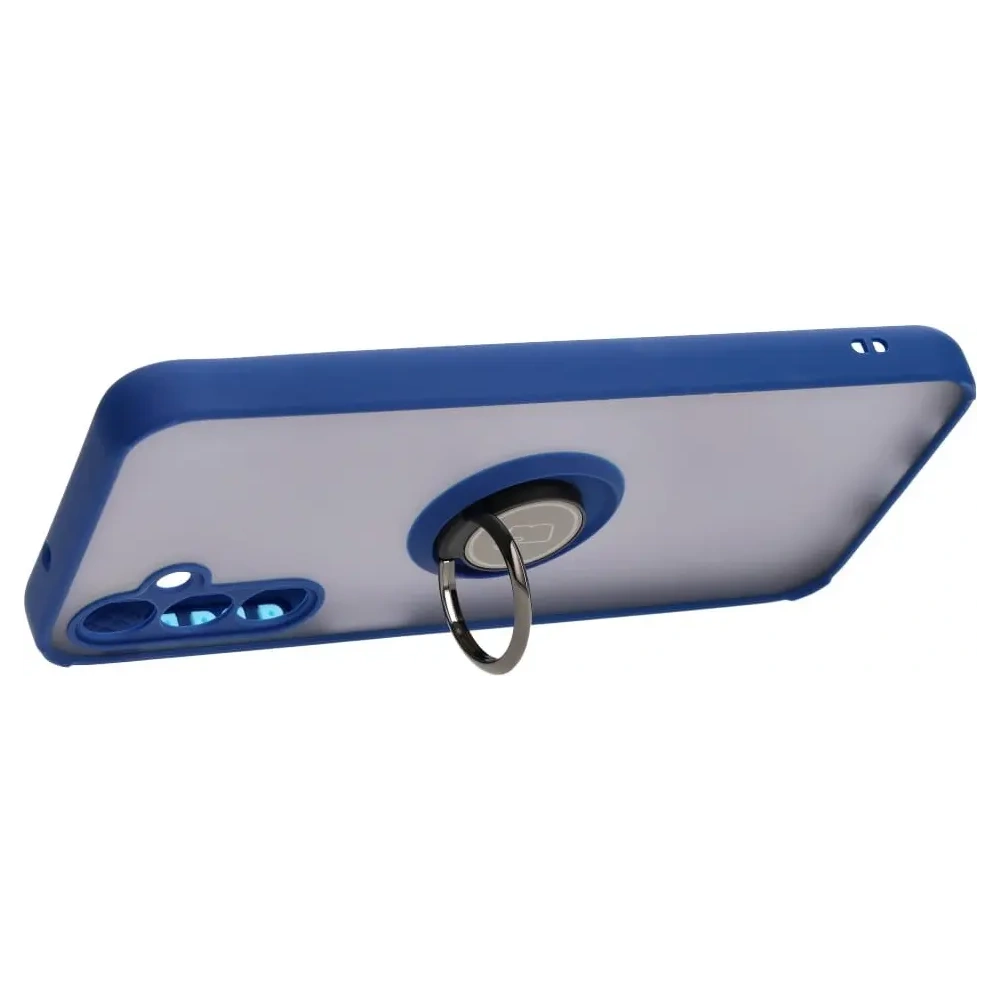 Etui z uchwytem na palec Bizon Case Hybrid Ring do Samsung Galaxy M14 5G przydymione z granatową ramką
