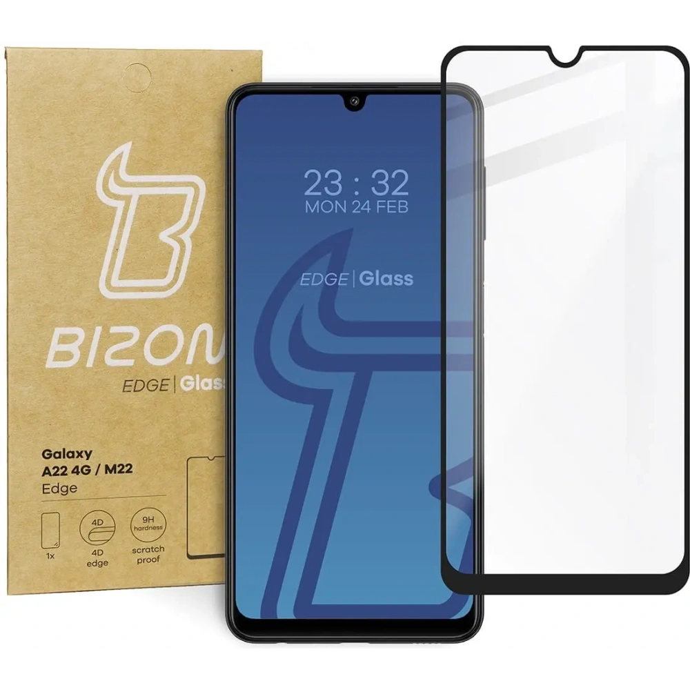 Szkło hartowane Bizon Glass Edge do Samsung Galaxy A22 4G / M22 czarne