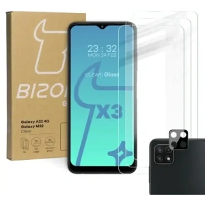 Kup Bizon Glass Clear 3x sticlă temperată + sticlă lentilă Samsung Galaxy A22 4G / M22 - BIZ7580 - {ean13} - Sklep Home Screen