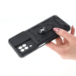 Etui Bizon Case CamShield Ring do Galaxy A22 4G / M22, czarne