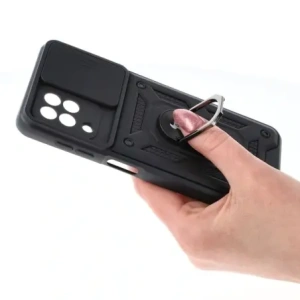 Etui Bizon Case CamShield Ring do Galaxy A22 4G / M22, czarne