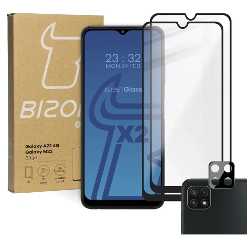 Kup Bizon Glass Edge 2x edzett üveg + lencsevédő Samsung Galaxy A22 4G / M22 - BIZ7588 - {ean13} - Sklep Home Screen