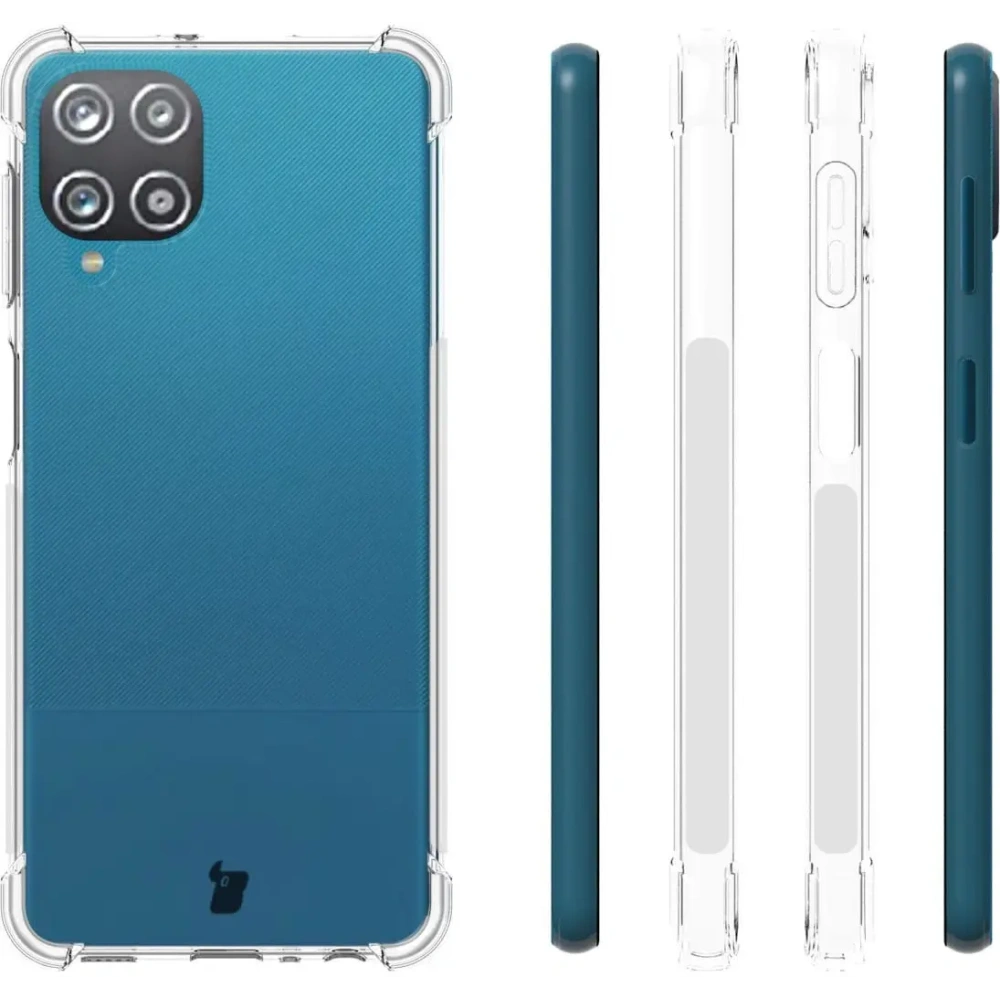 Etui + 2x szkło na ekran + szkło na obiektyw Bizon Case Clear Pack do Samsung Galaxy A22 4G / M22 przezroczyste
