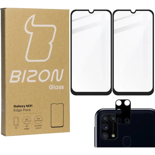 Kup Szkło hartowane Bizon Glass Edge - 2 sztuki + ochrona na obiektyw, Galaxy M31, czarne - BIZ7594 - {ean13} - Sklep Home Screen