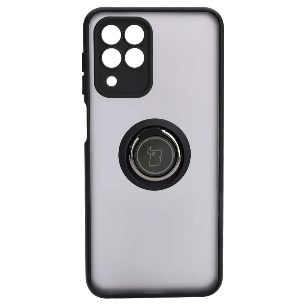 Etui z uchwytem na palec Bizon Case Hybrid Ring do Samsung Galaxy M33 5G przydymione z czarną ramką