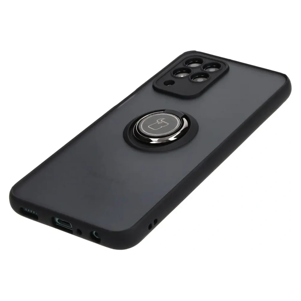 Etui z uchwytem na palec Bizon Case Hybrid Ring do Samsung Galaxy M33 5G przydymione z czarną ramką