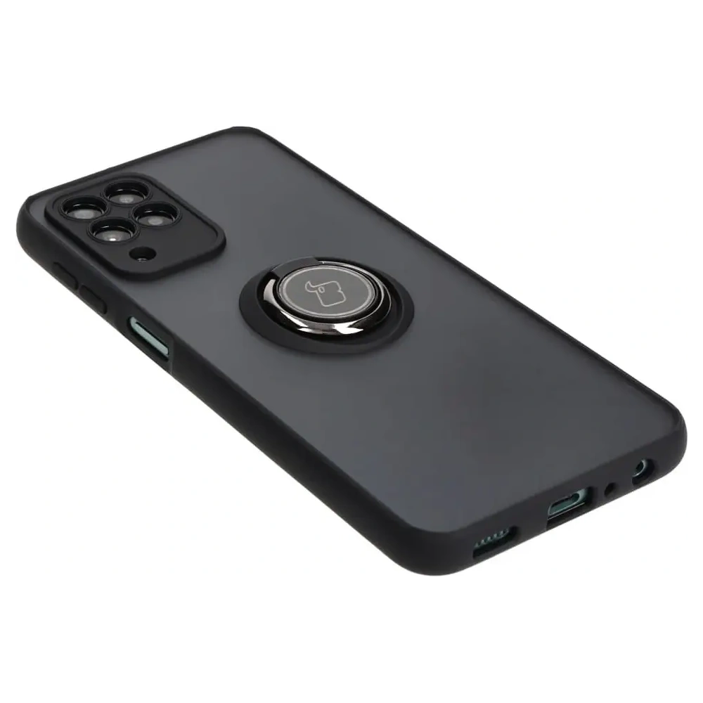 Etui z uchwytem na palec Bizon Case Hybrid Ring do Samsung Galaxy M33 5G przydymione z czarną ramką